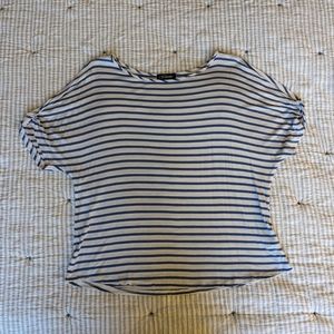 Colette Romey Cold Shoulder Knit Top in Blue & White Size Medium